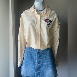 Karl Lagerfeld Paris limited Edition Striped Yellow Shirt Women Sz XL NWT.